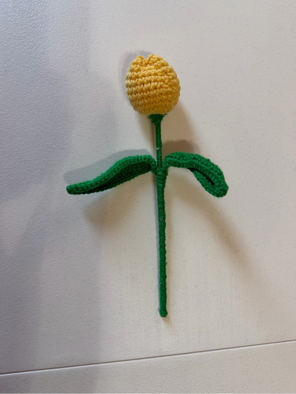 Handmade Crocheted Yellow Flower Stem